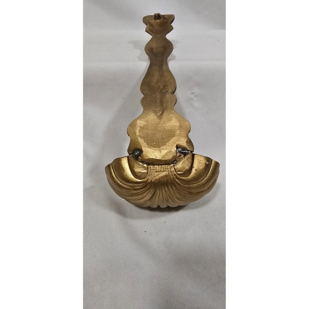 Vtg ladle spoon wall hanging‎ kitchen home decor soap holder gold metal planter